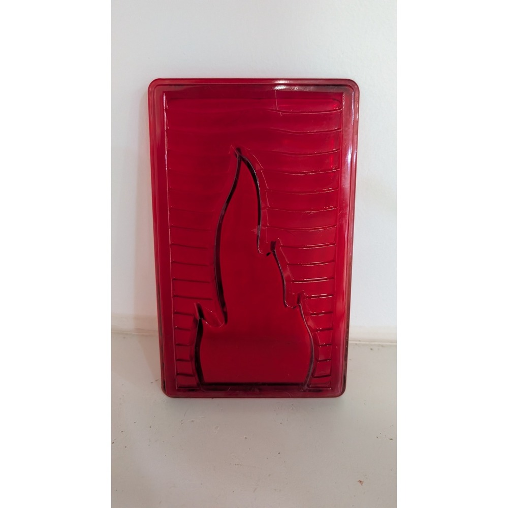 Vintage Red Glass Flame Exit Sign Light Cover 8x4.5 Ruby Industrial Decor